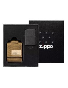 Comprar Estuche Regalo Con Encendedor Black Crackle Y Funda Marrón a precio de oferta