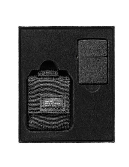GIFT SET WITH BLACK CASE AND BLACK CRACKLE ZIPPO LIGHTER