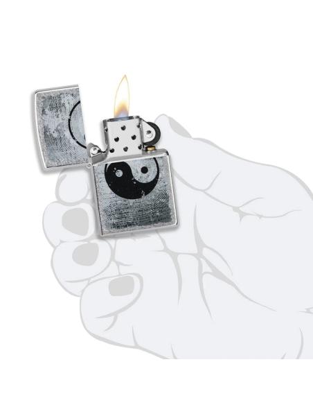 BRIQUET CHROMÉ AVEC YING-YANG ZIPPO