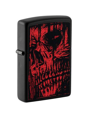 BRIQUET NOIR MAT AVEC TÊTE DE ZIPPO ROUGE
