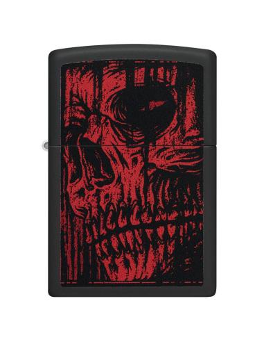 BRIQUET NOIR MAT AVEC TÊTE DE ZIPPO ROUGE