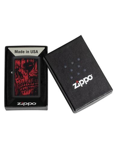 BRIQUET NOIR MAT AVEC TÊTE DE ZIPPO ROUGE
