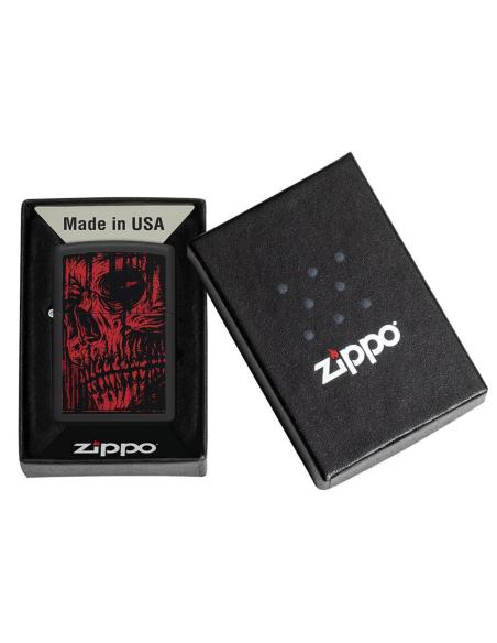 BRIQUET NOIR MAT AVEC TÊTE DE ZIPPO ROUGE