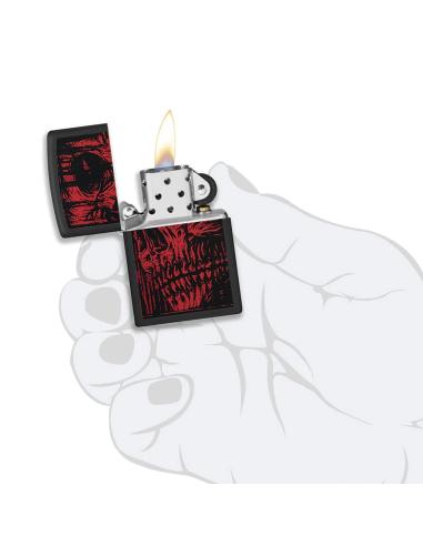 BRIQUET NOIR MAT AVEC TÊTE DE ZIPPO ROUGE