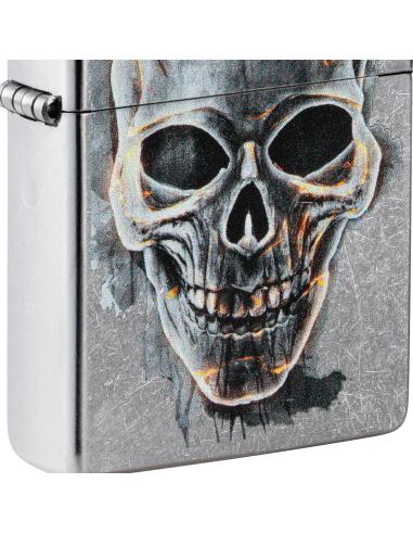 CHROME PLATED ZIPPO LIGHTER WITH SKULL