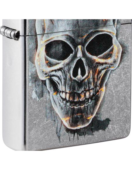 BRIQUET ZIPPO CHROMÉ AVEC TÊTE DE MORT