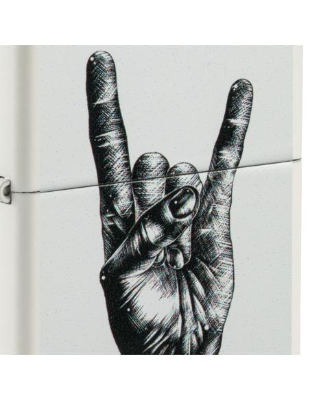 ZIPPO LIGHTER WITH MATT WHITE ROCKER HAND