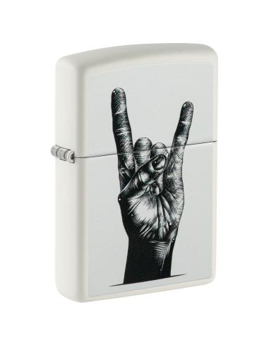BRIQUET ZIPPO AVEC MAIN À BASCULE BLANC MAT