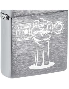 Comprar Mechero Cromo Zippo Con Diseño De Mano Y Pistón a precio de oferta 2