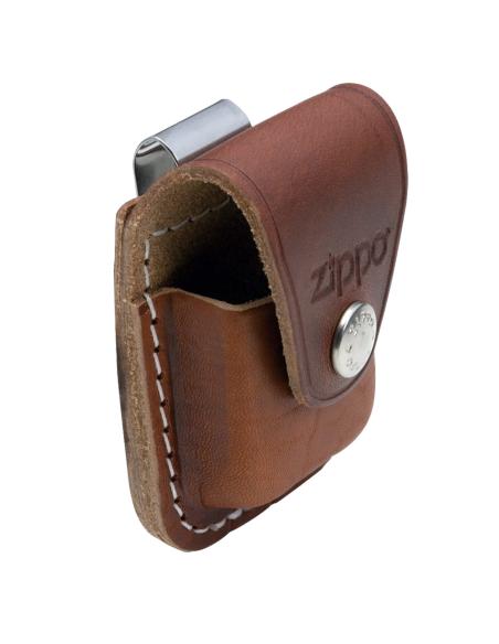 ÉTUI EN CUIR BRUN AVEC CLIP POUR BRIQUETS ZIPPO