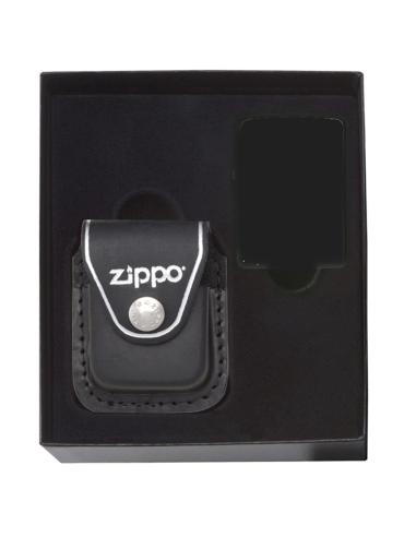 COFFRET CADEAU AVEC BOÎTE ZIPPO EN CUIR NOIR