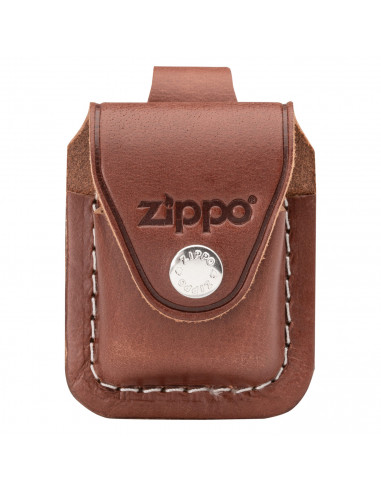 BROWN LEATHER ZIPPO LIGHTER CASE WITH CLIP