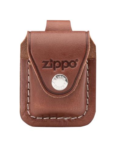 ÉTUI À BRIQUET ZIPPO EN CUIR BRUN AVEC CLIP