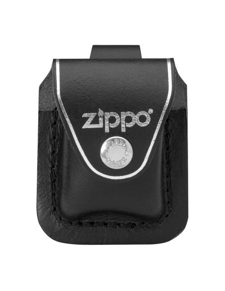 CAIXA DE ISQUEIRO ZIPPO EM PELE PRETA COM CLIP