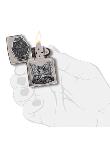 ISQUEIRO ZIPPO COM EMBLEMA DE HARLEY-DAVIDSON E ÁGUIA