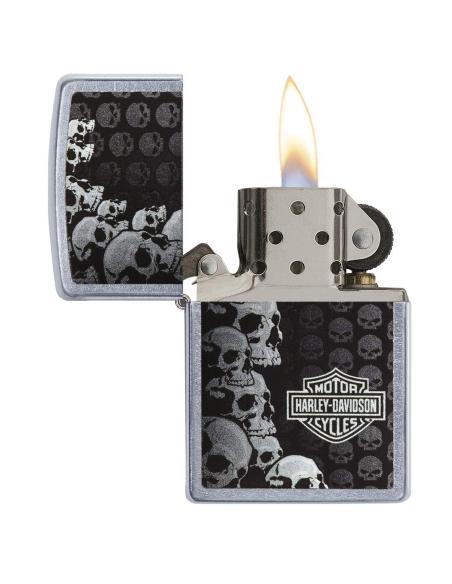 ZIPPO LIGHTER WITH HARLEY SKULLS BACKGROUND