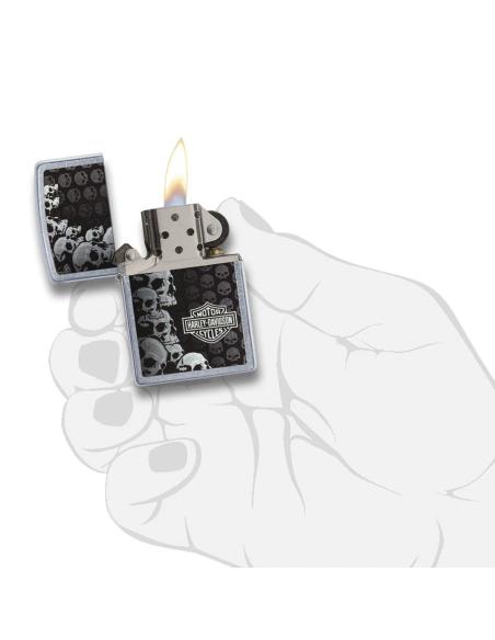 Comprar Encendedor Zippo Con Fondo De Calaveras Harley a precio de oferta