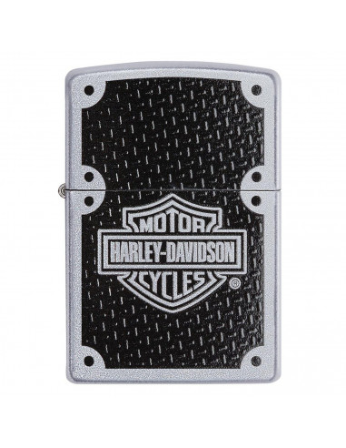 ZIPPO LIGHTER WITH HARLEY LOGO AND CARBON FIBER BACKGROUND