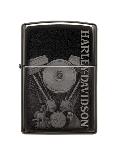 ZIPPO LIGHTER WITH HARLEY ENGINE IN POLISHED BLACK