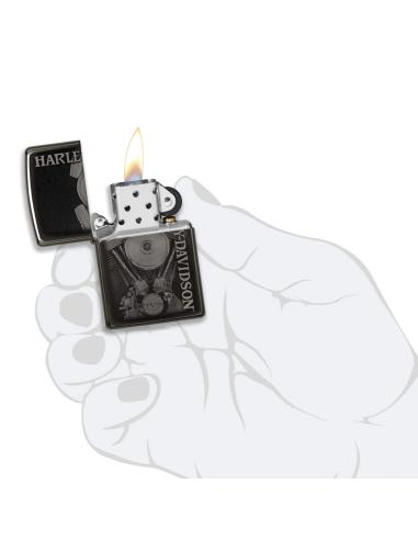 Comprar Mechero Zippo Con Motor De Harley En Negro Pulido a precio de oferta