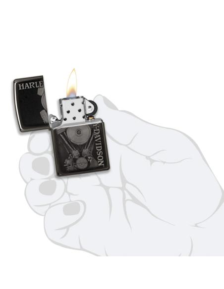 Comprar Mechero Zippo Con Motor De Harley En Negro Pulido a precio de oferta