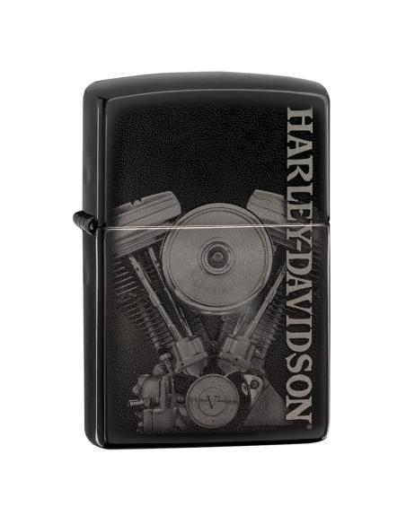 ZIPPO LIGHTER WITH HARLEY ENGINE IN POLISHED BLACK