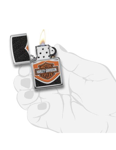 POLISHED CHROME ZIPPO LIGHTER WITH HARLEY-DAVIDSON LOGO