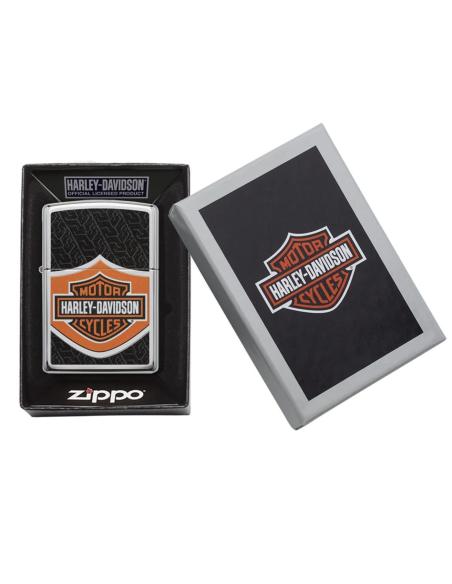 POLISHED CHROME ZIPPO LIGHTER WITH HARLEY-DAVIDSON LOGO