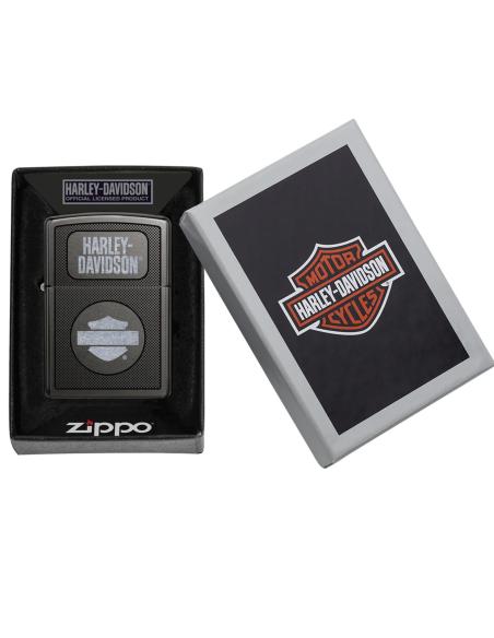 ISQUEIRO HARLEY PRETO COM GRAVAÇÃO A LASER ZIPPO