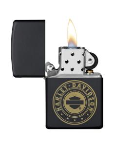 Black Zippo Lighter With Laser Engraved Harley Logo 2