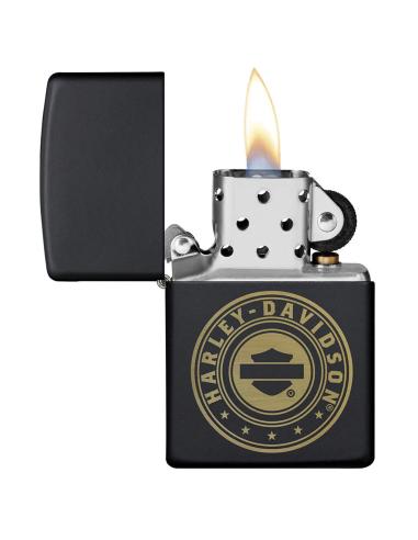 Comprar Mechero Negro De Zippo Con Logo De Harley Grabado En Láser a precio de oferta