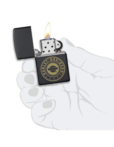 Comprar Mechero Negro De Zippo Con Logo De Harley Grabado En Láser a precio de oferta