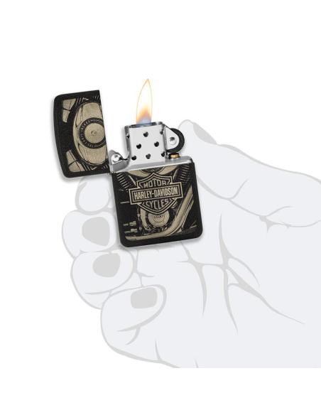 ZIPPO ISQUEIRO BRACK CRACKLE 1941 COM O LOGÓTIPO DA HARLEY