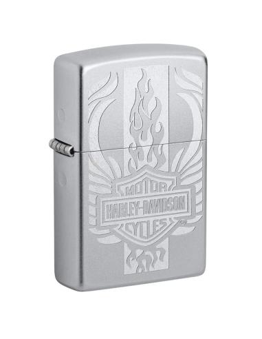 BRIQUET ZIPPO EN CHROME SATINÉ AVEC LOGO HARLEY