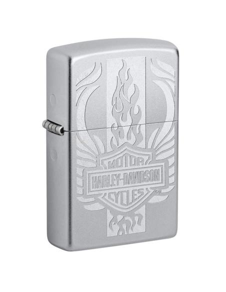 BRIQUET ZIPPO EN CHROME SATINÉ AVEC LOGO HARLEY