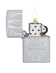 ISQUEIRO ZIPPO EM CROMADO SATIN COM LOGÓTIPO HARLEY 2