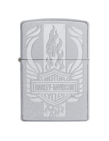 ZIPPO LIGHTER IN SATIN CHROME WITH HARLEY LOGO