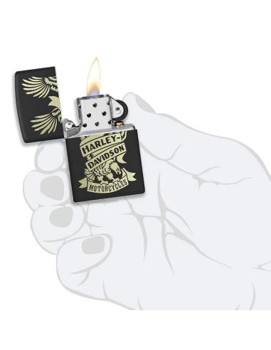BRIQUET HARLEY NOIR AVEC GRAVURE LASER ZIPPO