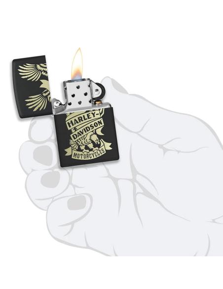 BLACK HARLEY LIGHTER WITH ZIPPO LASER ENGRAVING