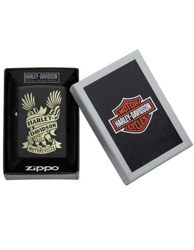 BLACK HARLEY LIGHTER WITH ZIPPO LASER ENGRAVING
