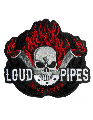 PARCHE 11 X 10 "SKULL LOUD PIPES SAVE LIVES"