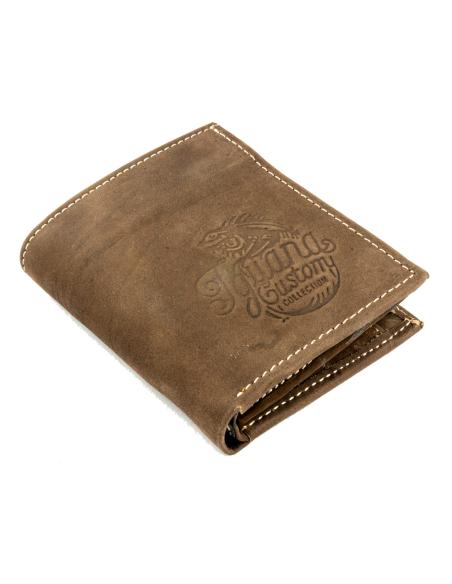 PORTEFEUILLE EN CUIR BRUN IGUANE COLLECTION PERSONNALISÉE