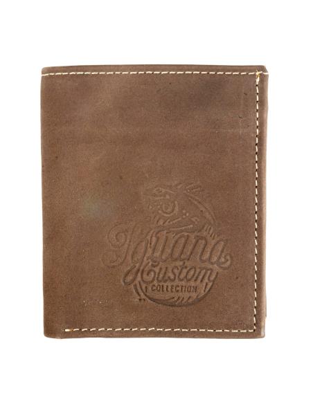 PORTEFEUILLE EN CUIR BRUN IGUANE COLLECTION PERSONNALISÉE