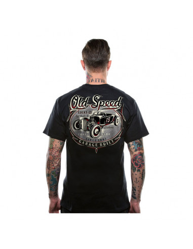 OLD CUSTOM BLACK COTTON T-SHIRT BY LUCKY 13
