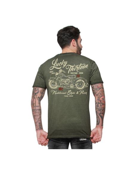 T-SHIRT IRON VERDE RETRO VINTAGE POR LUCKY 13