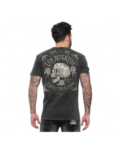 DEAD SKULL T-SHIRT IN BLACK WASHED BY LUCKY 13