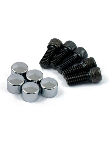KIT DE BOUCHONS ET DE VIS POUR COUVERCLE DE DERBY CHROMÉ HARLEY (DIVERS MODÈLES)