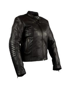 WOMEN'S MOTORCYCLE LEATHER JACKET BLACK MOON