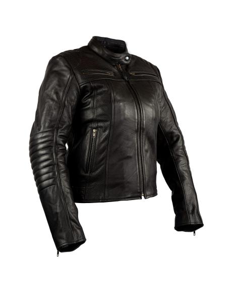 CASACO DE MOTOCICLISMO FEMININO DE COURO BLACK MOON