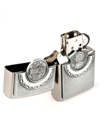 ZIPPO LIGHTER WITH WHEEL AND HARLEY-DAVIDSON ENGINE